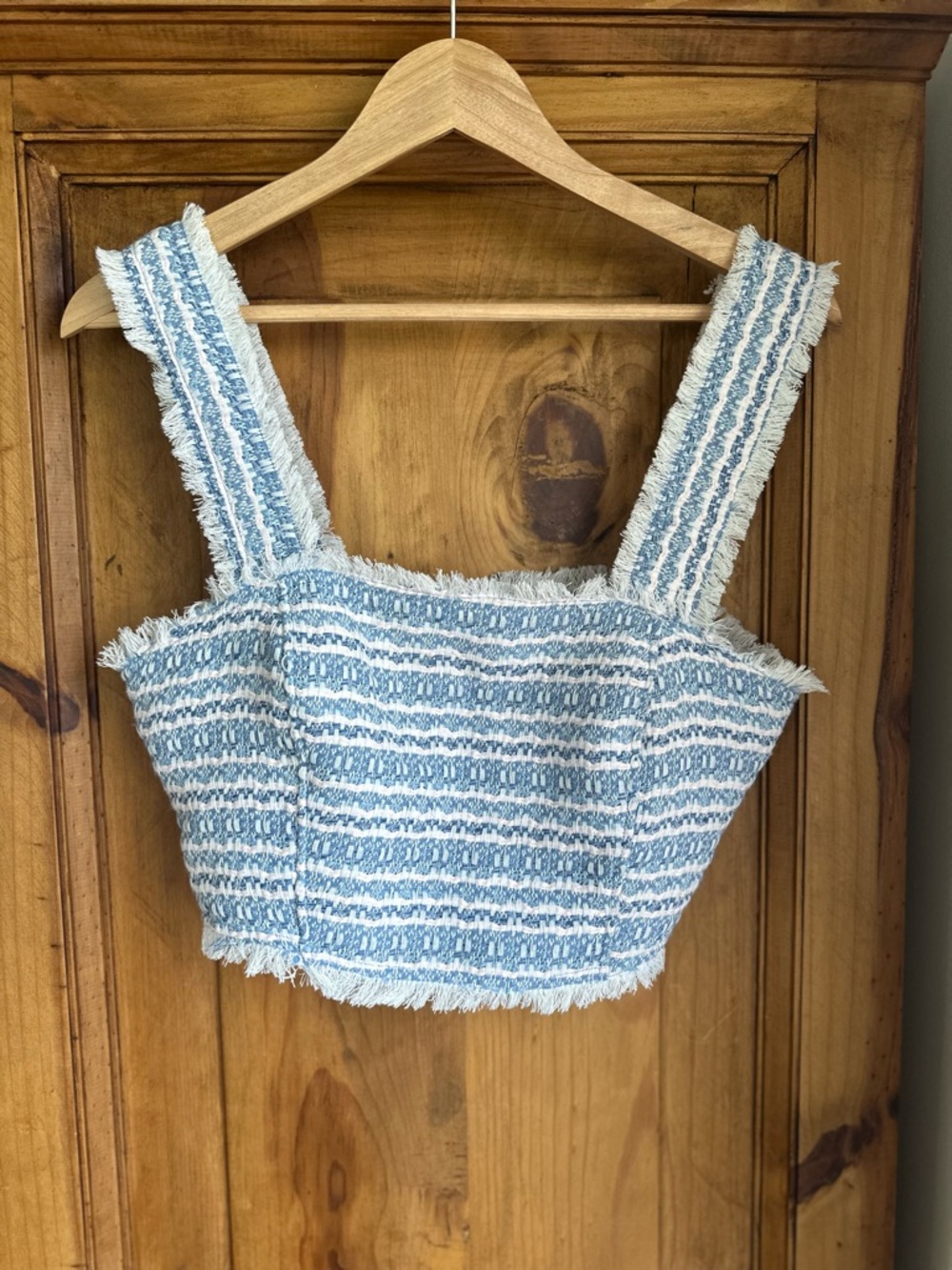 House of Harlow 1960 Blue Tweed Crop Tank Top Size 6